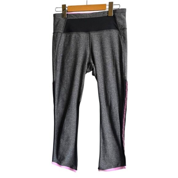 Lululemon Pace Pusher Crop Size 6 Heathered Black / Black / Raspberry Gl… - Picture 4 of 14